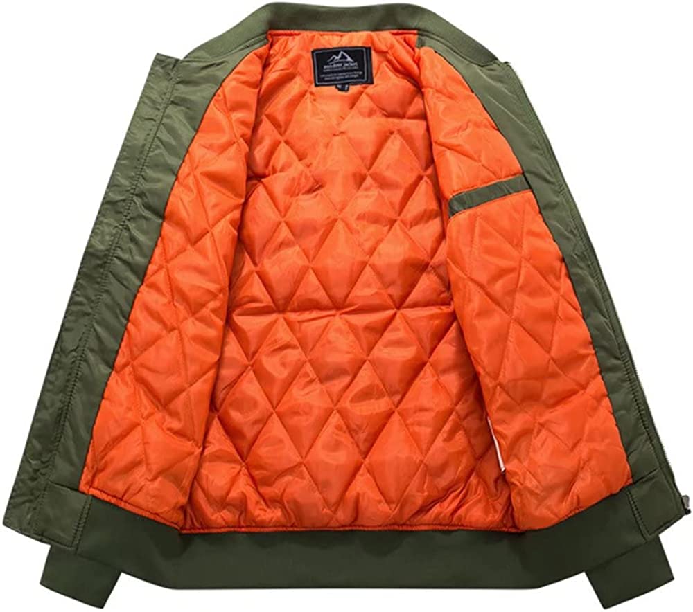 MAGCOMSEN Men's Bomber Jacket Fall Winter Warm Jackets Full Zip Padded Coats Windproof Thick Jackets Outwear Zipper Pockets - Image 3